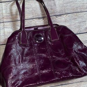 Coach Stitch Patent Purple Leather Caryall